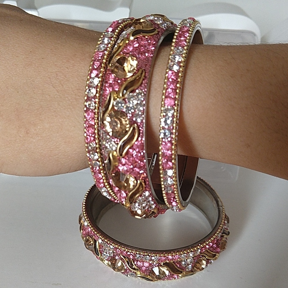 6pc set Hyderabad India Stone Bangles - Picture 5 of 8